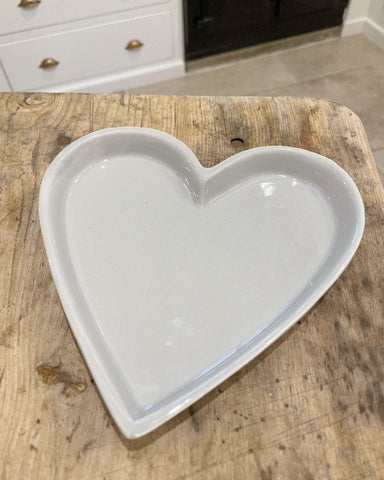 GREY CERAMIC HEART TRINKET DISH 16CM