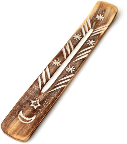 MANGO WOOD INCENSE HOLDERS MOON AND STARS