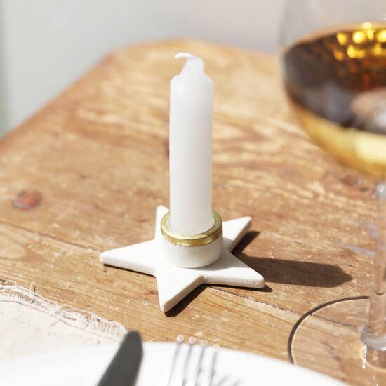 CERAMIC STAR CANDLESTICK HOLDER