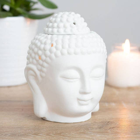 WHITE UDDHA HEAD OIL BURNER AND WAX WARMER