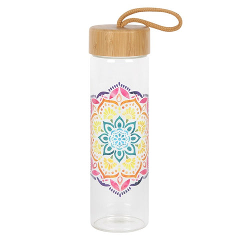 MANDALA REUSABLE GLASS WATER BOTTLE