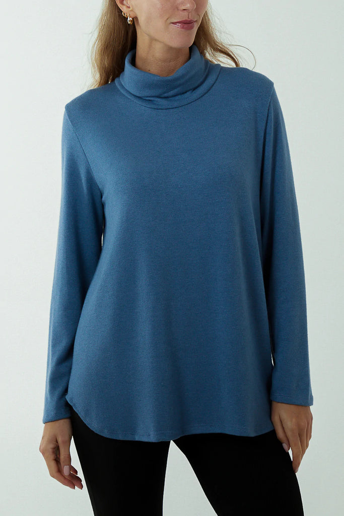 DEMIN ROLL NECK FINE KNIT JUMPER