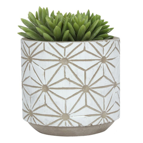 WHITE GEOMETRIC PLANT POT